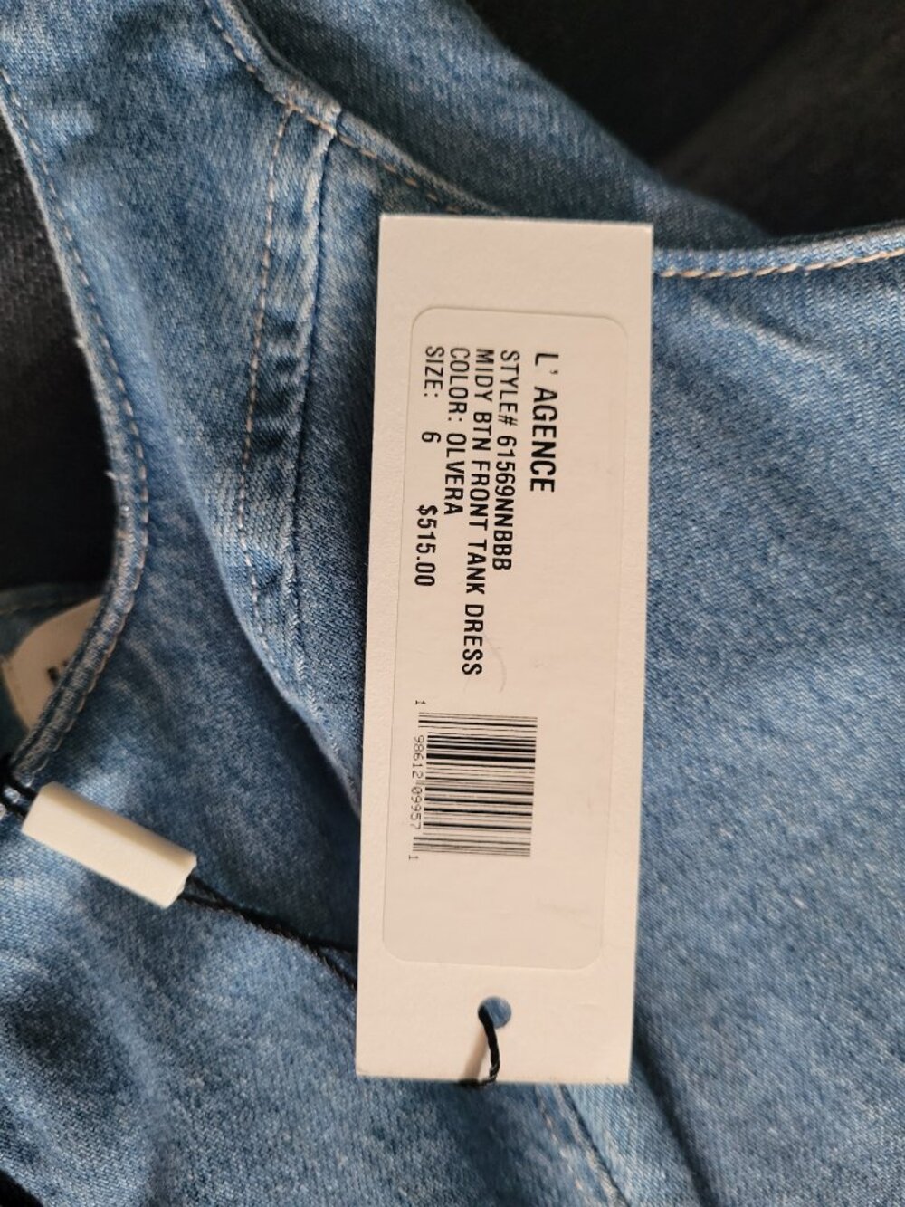 NWT L'AGENCE Denim "Midy" Belted Sleeveless Mini Dress Pockets Retail - Size 6 - Picture 7 of 15